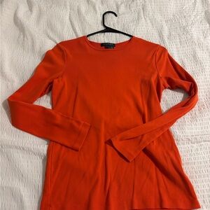 Ralph Lauren Women's Long-Sleeve Crewneck Top - Bright Orange